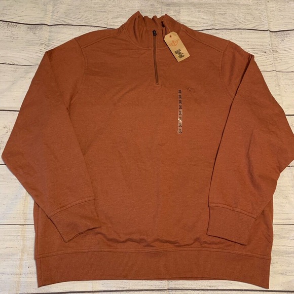 Dockers Quarter Zip Mens Size XXL Long Sleeve Sweatshirt Pullover Rust Orange - Picture 1 of 7
